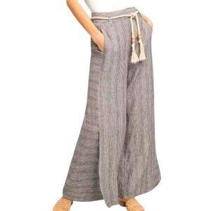 Anthropologie Gray Striped Wide-Leg Pants